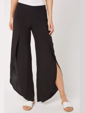 Drew Gauze Double Cotton Women's Black Split-Leg Wide Pants Euc Xs